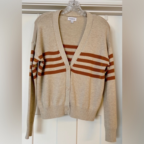 Reserved Sweaters - Evereve "Quincy" Button Up Cardigan (Oatstripe) - Women's Small